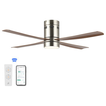1-Light Minimalist Iron Mobile-App/Remote-Controlled 6-Speed LED Ceiling Fan
