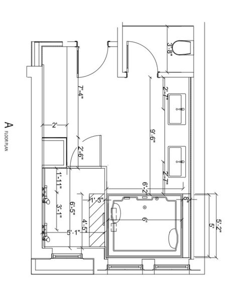 Will a 2 person jacuzzi tub overwhelm my master bath? Plans attached.