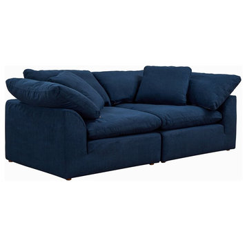 Sunset Trading Puff 2-Piece Fabric Slipcover Sectional Sofa in Navy