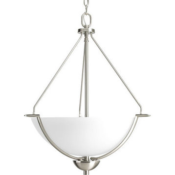 3-Light Inverted Pendant, Brushed Nickel With Etched Bowl