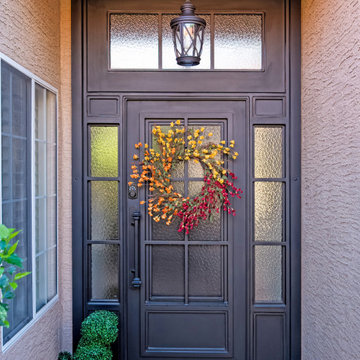 Colonial Iron Entry Door With Transom & Sidelights