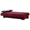 Comfortable Sleeper Sofa, Armless Design With Square Tufting, Burgundy Chenille
