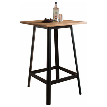 HomeRoots Square Natural and Black High Top Bar Table