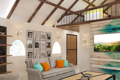Inspiration for a rustic family room remodel in Other
