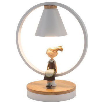 Modern LED Table Lamp for Kids Room, Bedroom, White, Bird