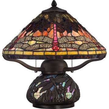 Roseto QZLMP1882 Tiffany 2 Light Table Lamp - Imperial Bronze
