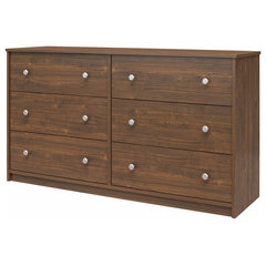 Ameriwood Home Ellwyn 6 Drawer Wide Dresser in Brown Oak