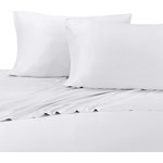 Royal Tradition - Bamboo Cotton Blend Silky Hybrid Sheet Set, White, Full - Experience one of the most luxurious night's sleep with this bamboo-cotton blended sheet set. This excellent 300 thread count sheets are made of 60-Percent bamboo and 40-percent cotton. The combination of bamboo and cotton in the making of the sheets allows for a durable, breathable, and divinely soft feel to the touch sheets. The sateen weave gives these bamboo-cotton blend sheets a silky shine and softness. Possessing ideal temperature regulating properties which makes them the best choice for feel cool in summer and warm in winter. The colors are contemporary, with a new and updated selection of neutral tones. Sizing is generous and our fitted sheets will suit today's thicker mattresses.