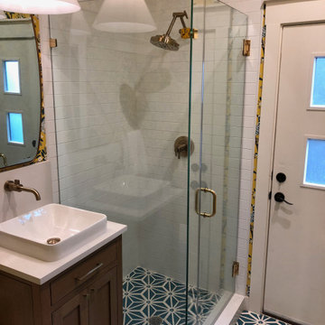 90 Degree Glass Shower Enclosure with Brass Hardware