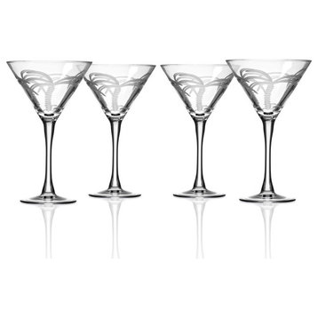 Palm Tree Martini Glass 10 Ounce, Set of 4 Glasses