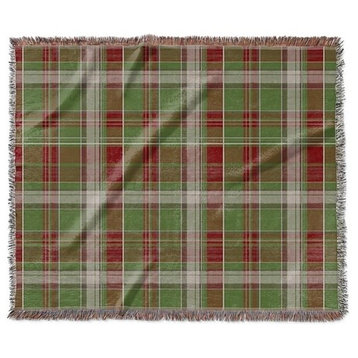 "Tartan Plaid in Green and Red" Woven Blanket 60"x50"