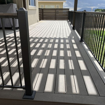 Composite Deck with Cedar Pergola and Privacy Walls