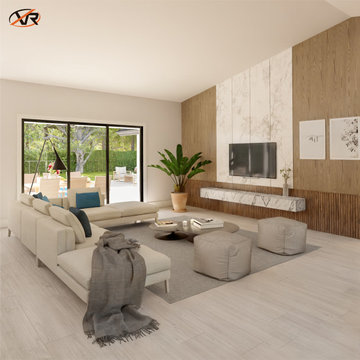3D Interior Rendering of a Modern Living Room