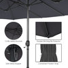 15FT Double-Sided Twin Patio Umbrella Sun Shade Outdoor Crank Market Base Grey
