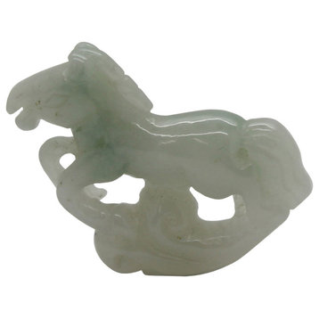 Green Jade Chinese Zodiac Horse Running On Luyi Cloud Pendant