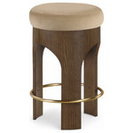 Meridian Furniture - Bocceli Upholstered Counter Stool, Beige, Velvet, Stained Walnut - Indulge in the allure of the Beige Bocceli Counter Stool by Meridian Furniture. Its captivating design and luxurious Beige elevate any space with effortless elegance. Crafted with precision and durability in mind, this stunning piece becomes the focal point of gatherings, fostering moments of connection and warmth. Embrace sophistication and style with the Bocceli Counter Stool, a testament to exquisite taste and timeless beauty.