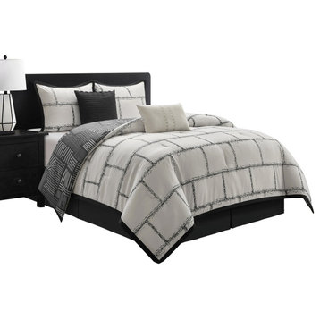 Brickridge 6 Piece White/Black Comforter Set, King