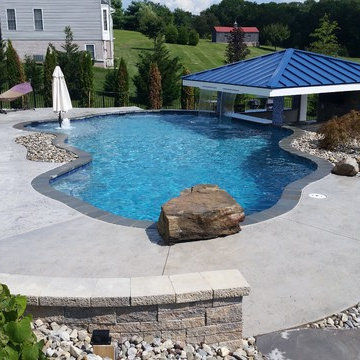 Swim up pool bar custom pool.