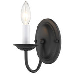 Livex Lighting - Home Basics Wall Sconce, Black - This one light wall sconce from the Home Basics collection is an alluring reflection of traditional style. The elegant sweeping arm and black finish are beautiful details that unite for a breathtaking piece.