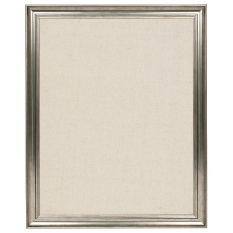 DesignOvation Macon Framed Linen Fabric Pinboard, Pewter, 23x29