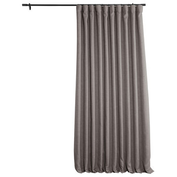 Faux Linen Extra Wide Room Darkening Curtain Single Panel, Mink, 100"x84"