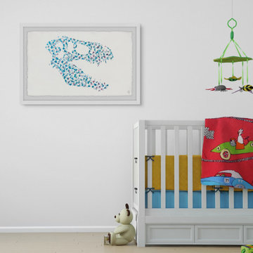 "Patterned Dino Skull" Framed Painting Print