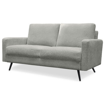 Pemberly Row Contemporary 58" Upholstered Fabric Loveseat in Gray