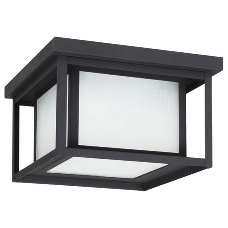 Hunnington 2-Light Outdoor Ceiling Flush Mount, Black