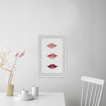"Lip Trio Vertical" Framed Painting Print