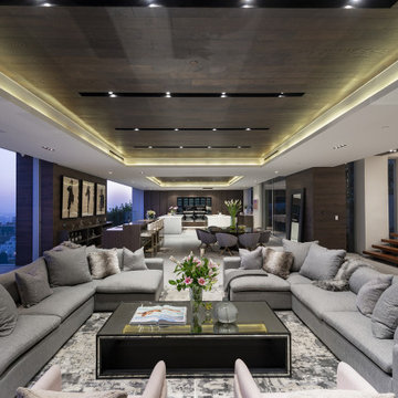 Los Tilos Hollywood Hills modern home open air, open plan living room