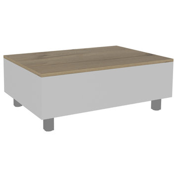 Aran Lift top coffee table, White / Light Oak