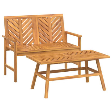 vidaXL Patio Furniture Set 2 Piece Patio Set Bench and Table Solid Wood Acacia