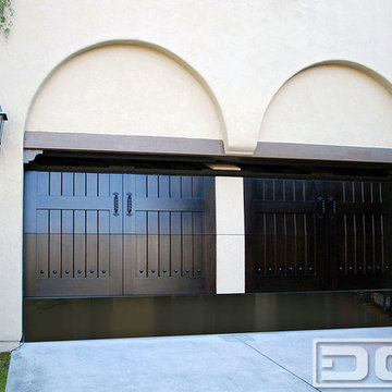 Mediterranean Style Garage Door in Clear Alder Wood | Action Shot 3 of 7