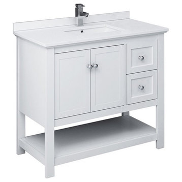Fresca Manchester 42" Traditional Wood Bathroom Cabinet with Top/Sink in White