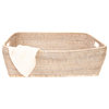 Artifacts Rattan Rectangular Oblong Storage Basket, White Wash, Small