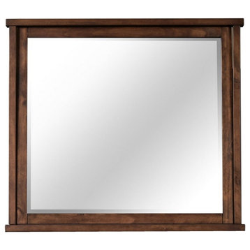 A-America Sun Valley 39.75" x 35.5" Rustic Solid Wood Frame Mirror in Timber