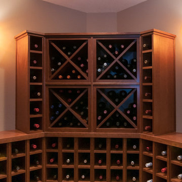 Pub Bar Entertainment Fireplace Wine Basement in Cherry