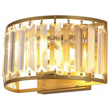 Luxury Crystal Wall Lamp in American Style for Living room, Bedroom, Gold