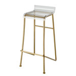 Elk Home - Hyperion Bar Stool - The Hyperion Bar Stool features four tapered gold-finished metal legs and a slightly curved clear acrylic seat. The retro look of this stool will add personality to any bar area or kitchen island.