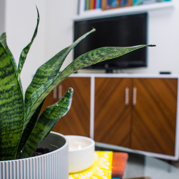 Caribbean inspired Mid Century Modern Living Room