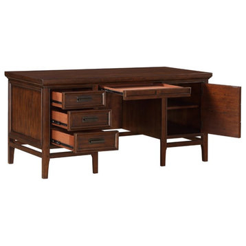 Lexicon Frazier Park Wood Executive Desk in Brown Cherry