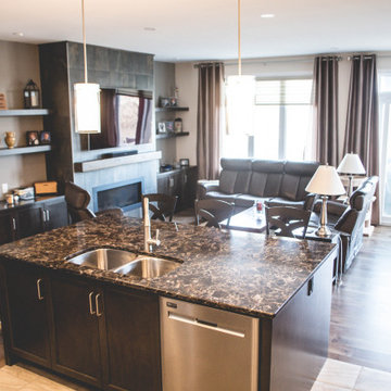 View of the living room from the kitchen island