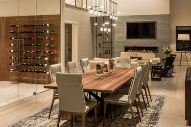 Inspiration for a large transitional light wood floor and beige floor great room remodel in Philadelphia with beige walls