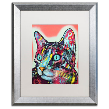 Dean Russo 'Curious Cat' Framed Art, Silver Frame, 16"x20", White Matte