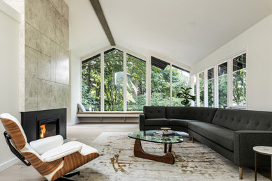 Inspiration for a mid-century modern home design remodel in Seattle