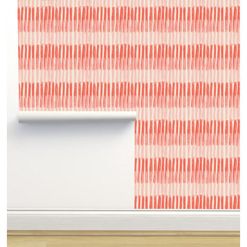 Coral Stripes Wallpaper by Julia Schumacher, Sample 12"x8"