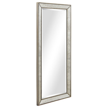 Champagne Beveled Antique Wall Mirror, 1" Beveled Center, Wood Frame, 24"x54"