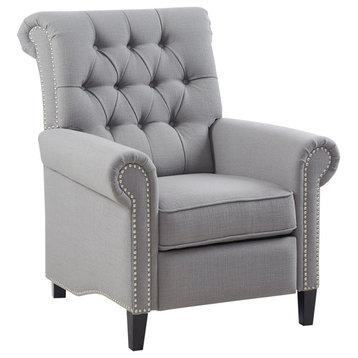Aidan Rolled Back Push Back Recliner Accent Chair, Grey