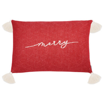 Safavieh The Merriest Pillow Red/White 18" X 18"