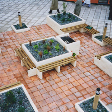 Stone/ brick etc landscape elements.